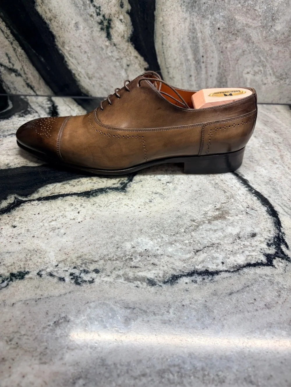 Santoni Fatte a Mano Cap Toe Oxford Shoes 10.5 D US Hand Burnished Made in Italy